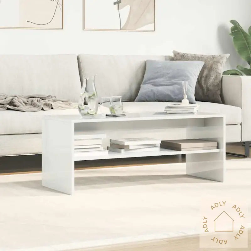 Tv-Benk Høyglans Hvit 100X40X40 Cm Sponplate