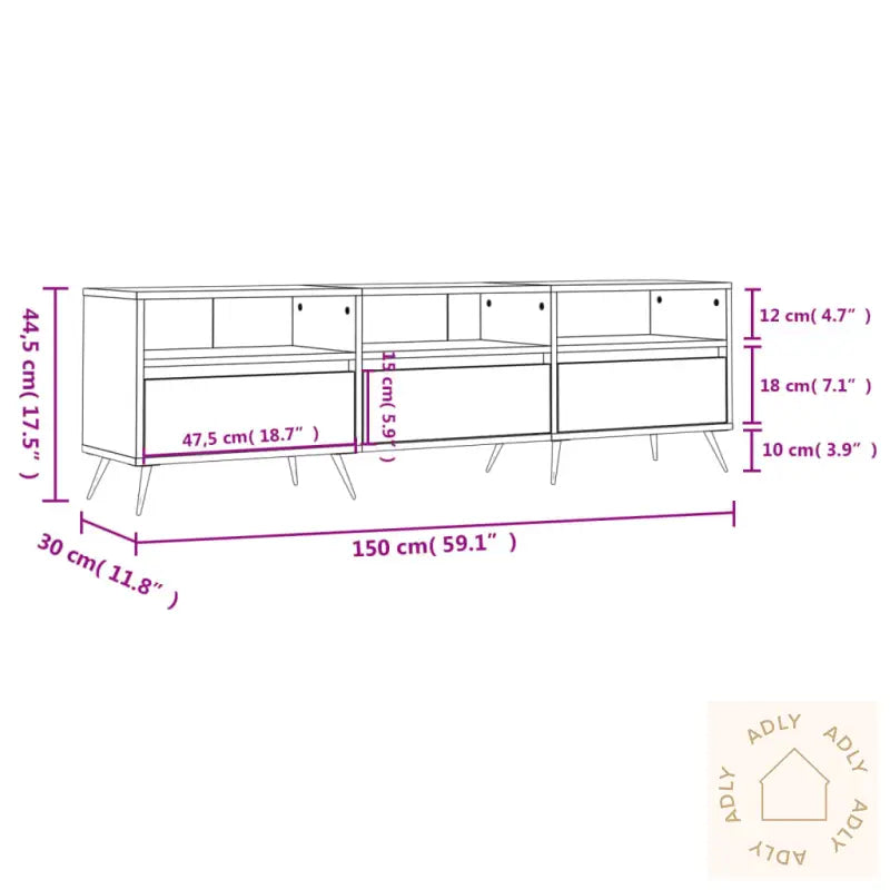 Tv-Benk Røkt Eik 150X30X44,5 Cm Konstruert Tre
