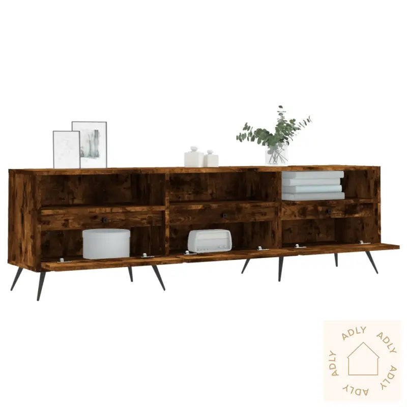 Tv-Benk Røkt Eik 150X30X44,5 Cm Konstruert Tre