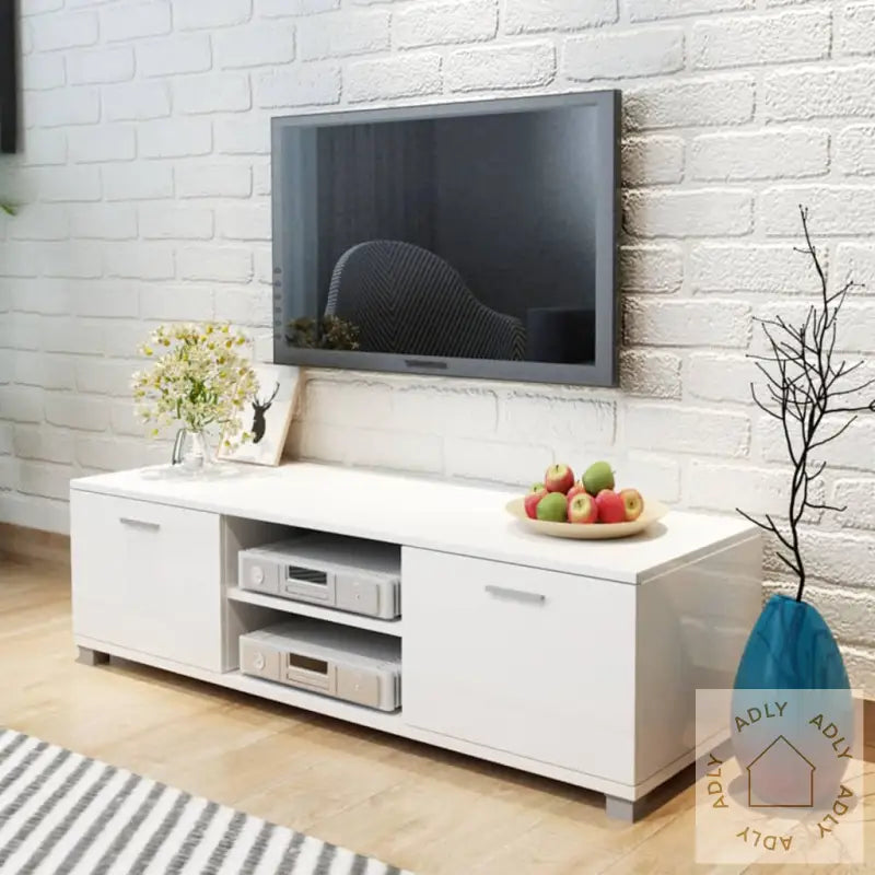 Tv-Benk Høyglans Hvit 140X40,5X35 Cm