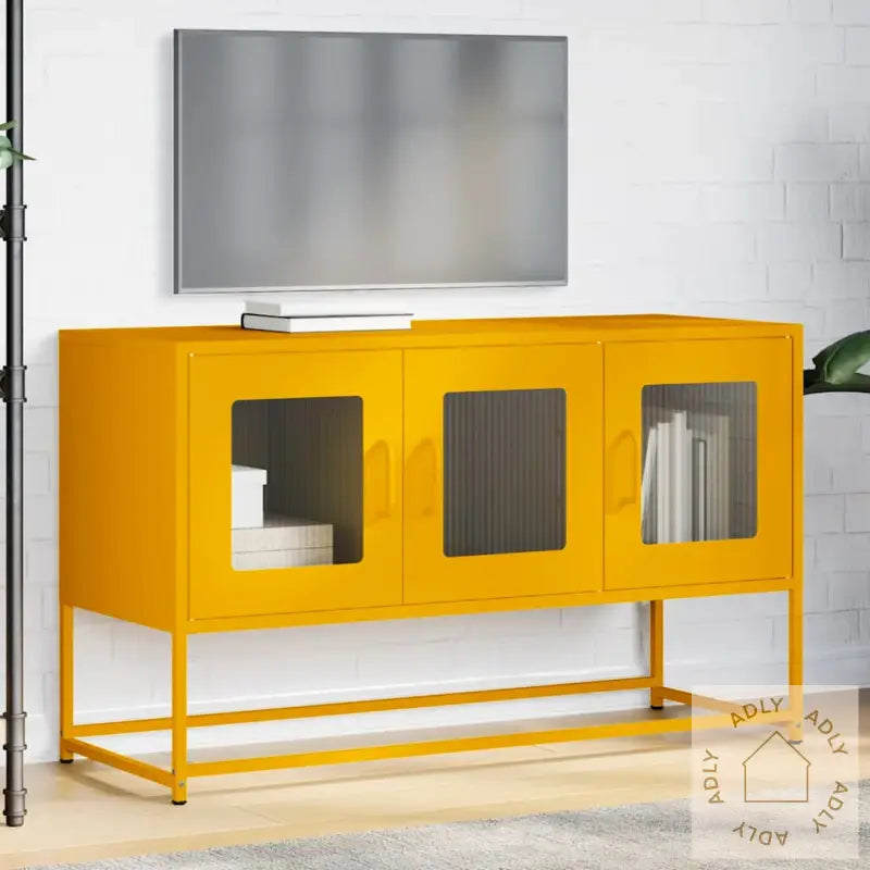 Tv-Skap Sennep Gul 100,5X39X60,5 Cm Kaldvalset Stål