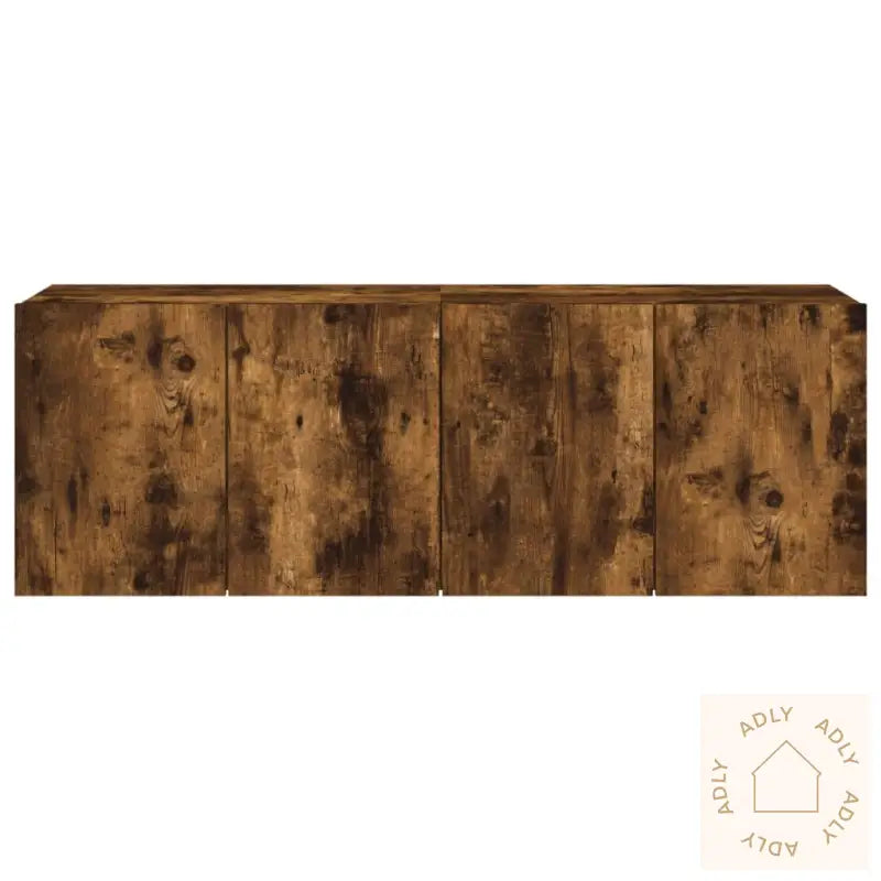 Veggmonterte Tv-Benker 2 Stk Røkt Eik 60X30X41 Cm