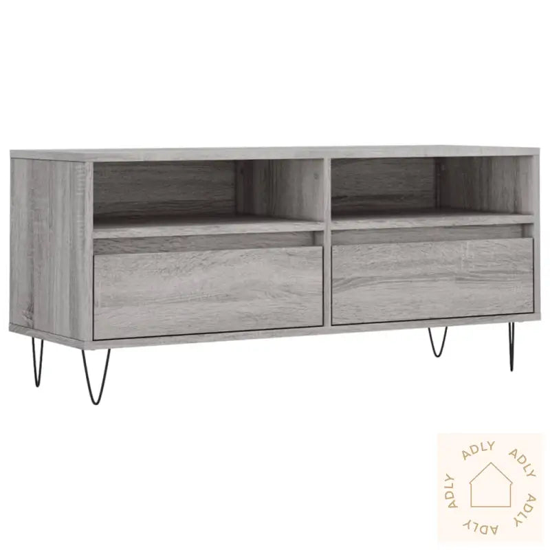 Tv-Benk Grå Sonoma 100X34,5X44,5 Cm Konstruert Tre