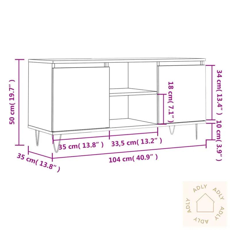 Tv-Benk Hvit 104X35X50 Cm Konstruert Tre