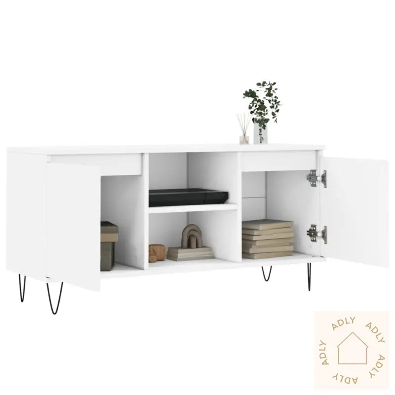 Tv-Benk Hvit 104X35X50 Cm Konstruert Tre