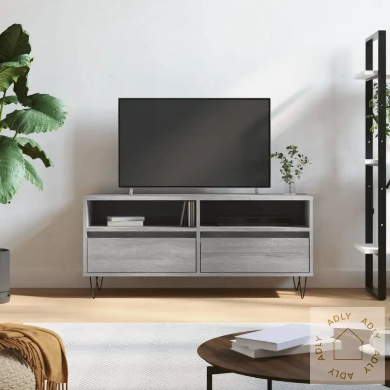 Tv-Benk Grå Sonoma 100X34,5X44,5 Cm Konstruert Tre