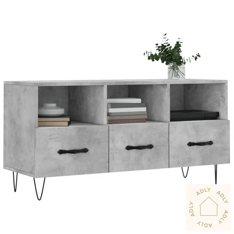 Tv-Benk Betonggrå 120X35X48 Cm Konstruert Tre