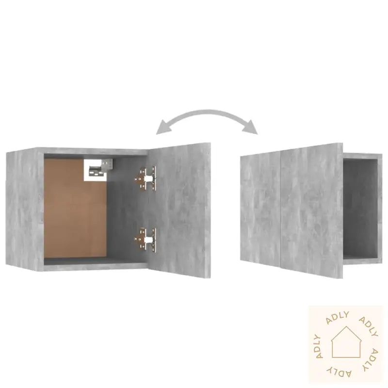 Tv-Benksett 3 Deler Betonggrå Konstruert Tre