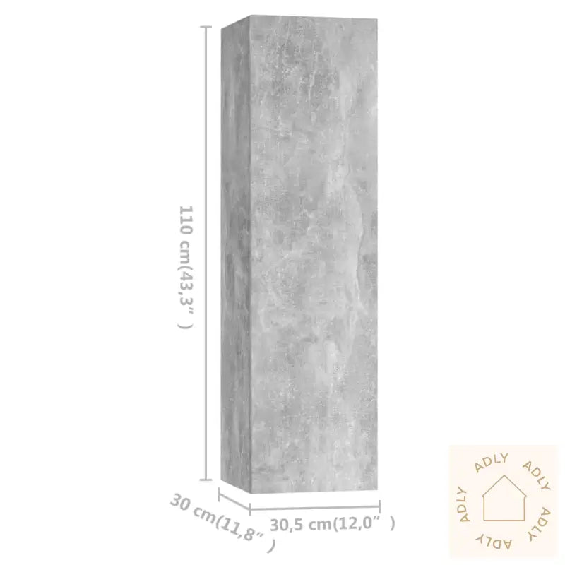 Tv-Benksett 3 Deler Betonggrå Konstruert Tre