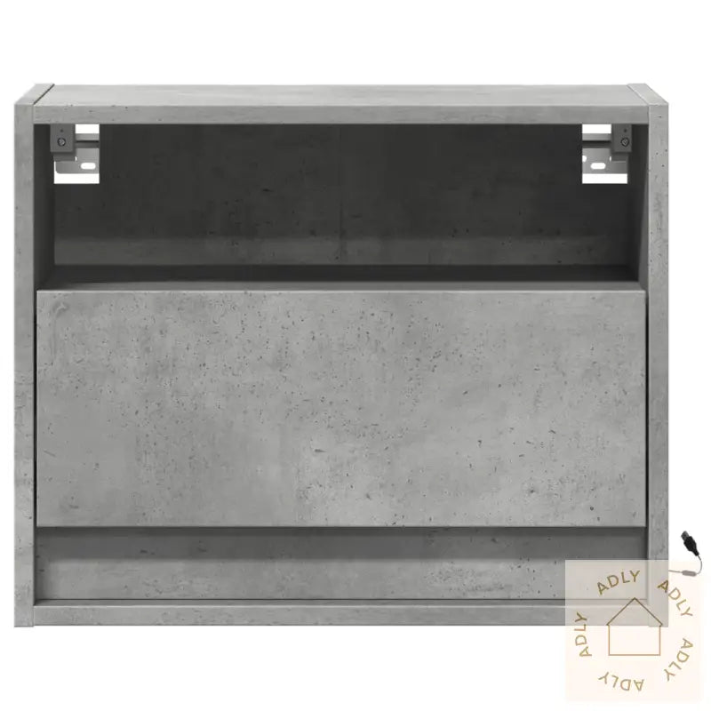 Vegghengt Nattbord Med Led-Lys Betonggrå