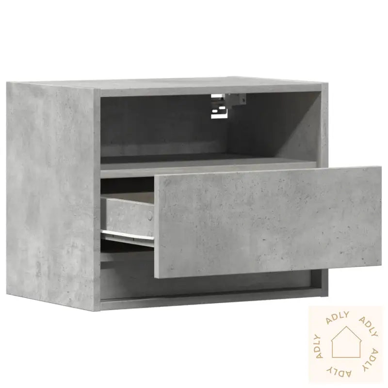 Vegghengt Nattbord Med Led-Lys Betonggrå