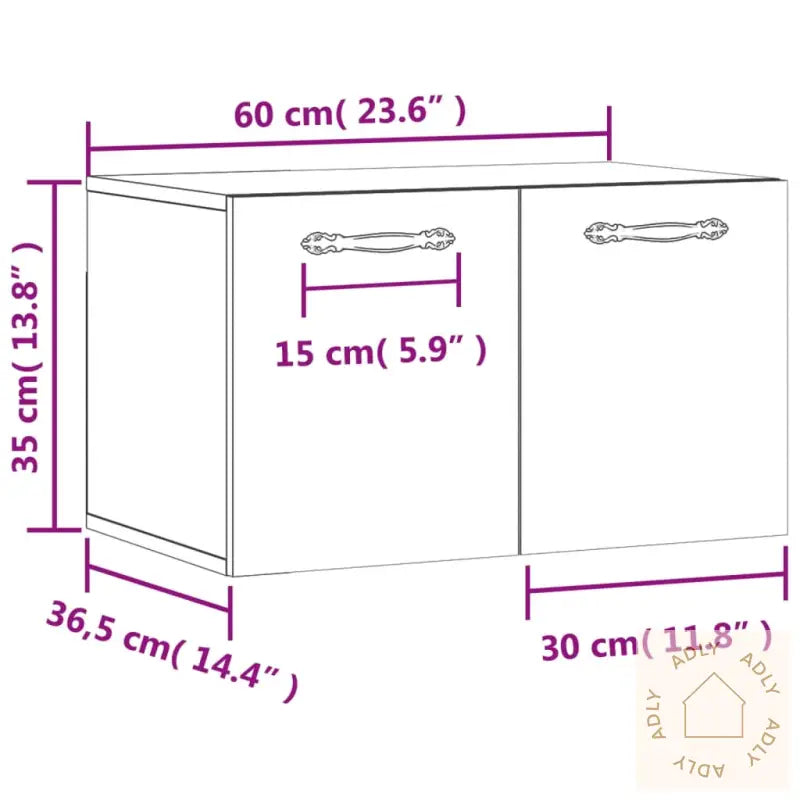 Veggskap Betonggrå 60X36,5X35 Cm Konstruert Tre
