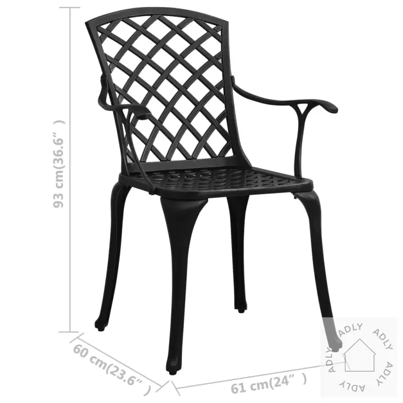 Bistrosett 3 Deler Støpt Aluminium Svart