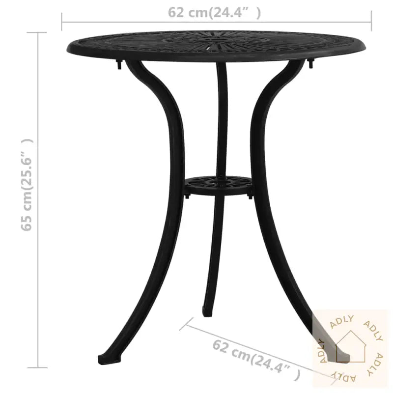 Bistrosett 3 Deler Støpt Aluminium Svart