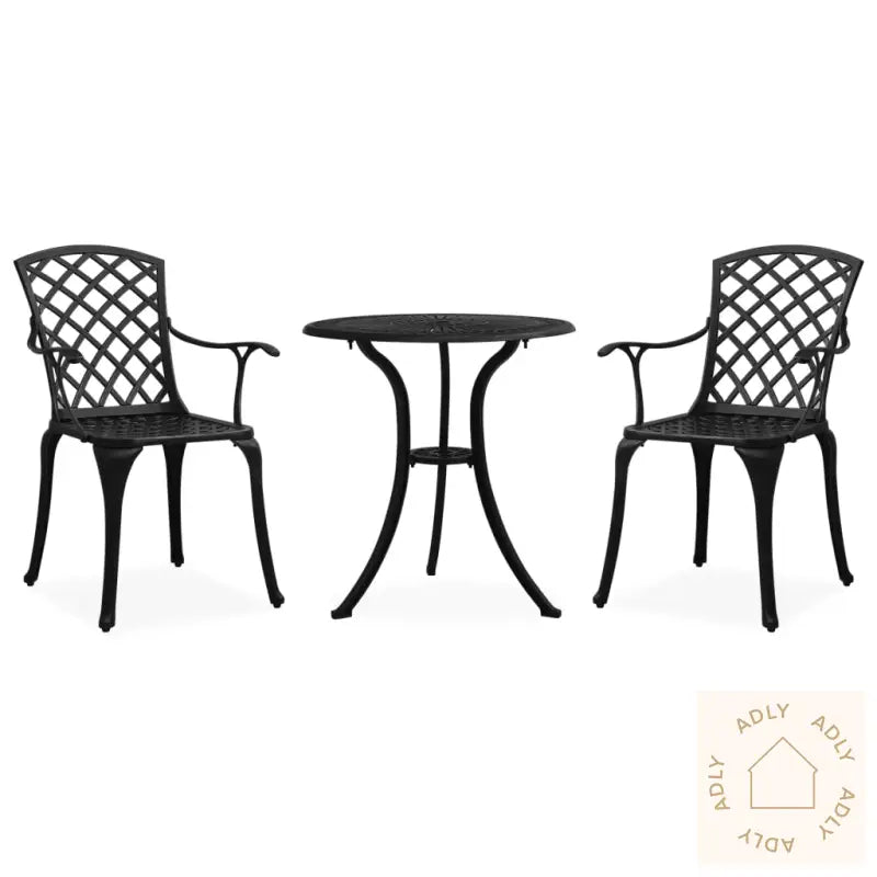 Bistrosett 3 Deler Støpt Aluminium Svart
