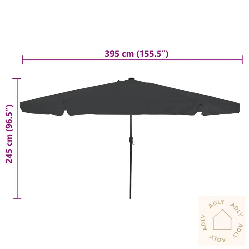 Hageparasol Med Led-Lamper 395X245 Cm Antrasitt