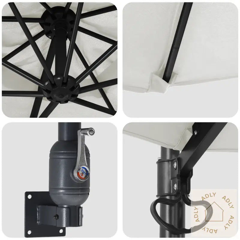 Cantilever-Parasoll Sand Polyester, Aluminium Stor Sammenleggbar