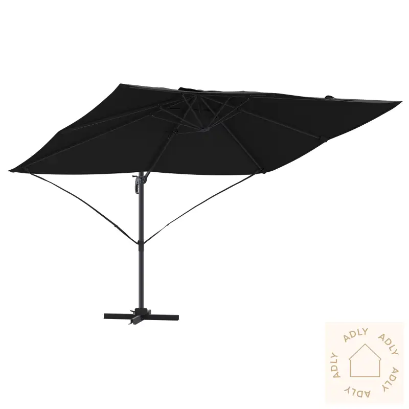 Cantilever Parasoll Svart Polyesterbaldakin Med Metallramme Stor