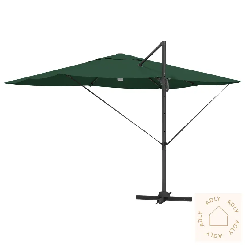 Grønn Cantilever Parasoll Grønn Polyester, Metall Stor