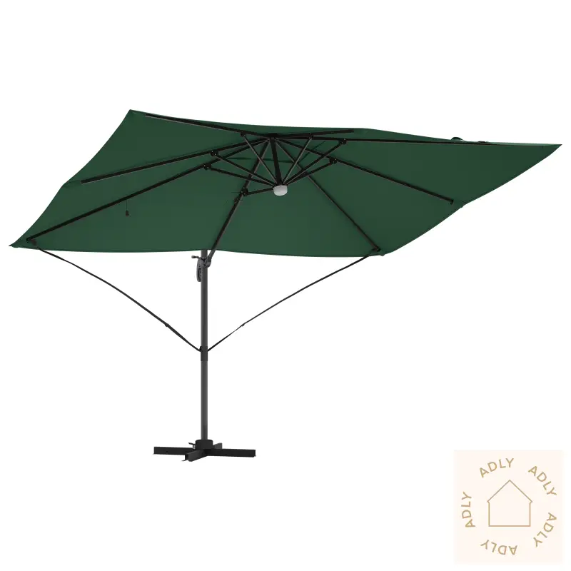 Grønn Cantilever Parasoll Grønn Polyester, Metall Stor