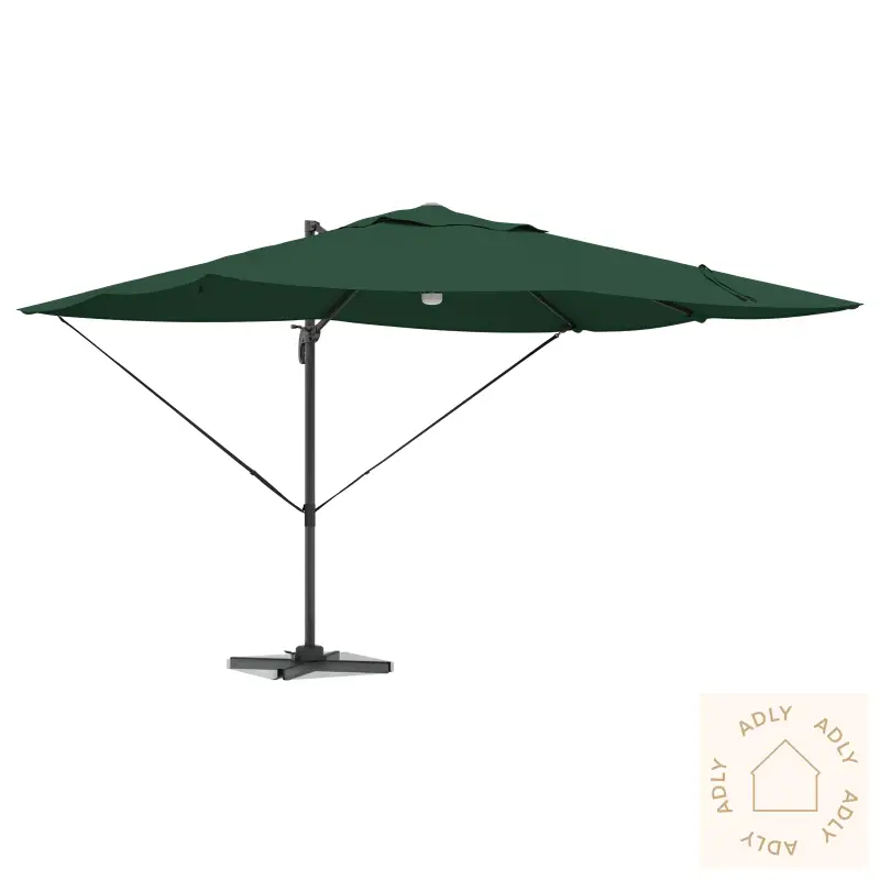 Grønn Cantilever Parasoll Grønn Polyester, Metall Stor