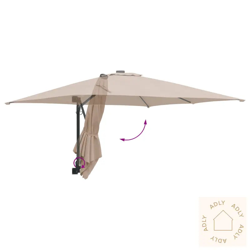 Plassparasol Taupe Polyester Stor Sammenleggbar Plassparasol