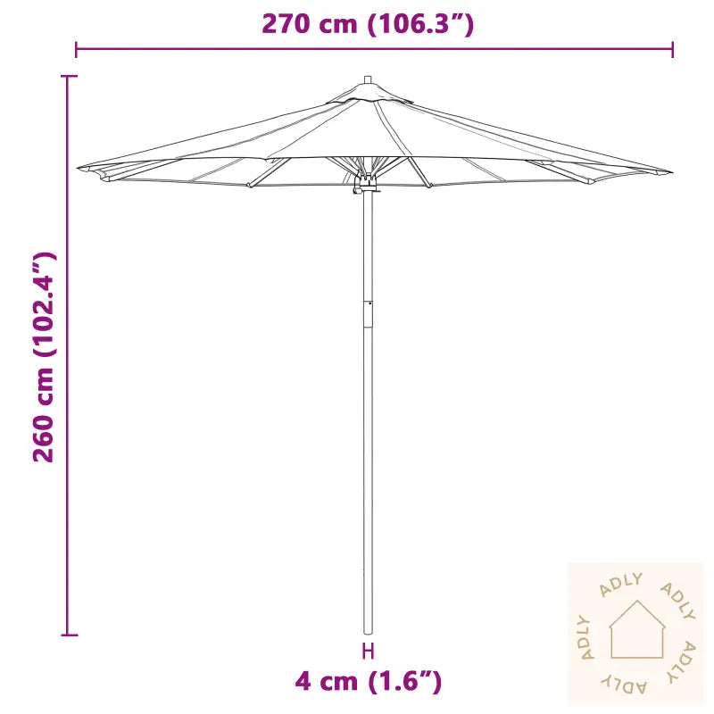 Kremhvit Hageparasol 270X260 Cm Bambus
