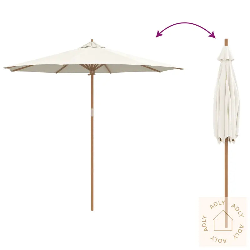 Kremhvit Hageparasol 270X260 Cm Bambus