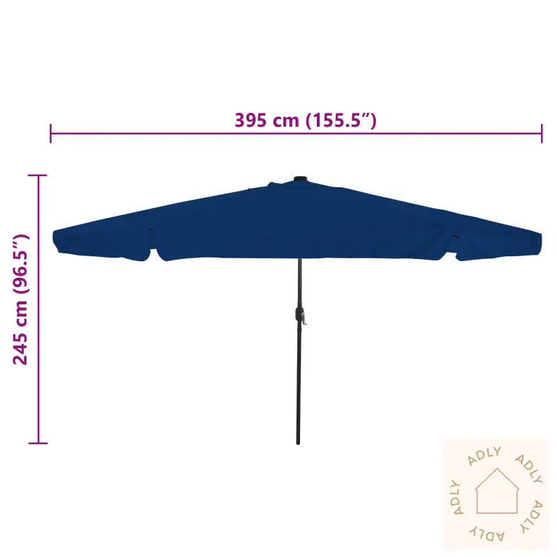 Hageparasol Med Led-Lys 395X245 Cm Azurblå