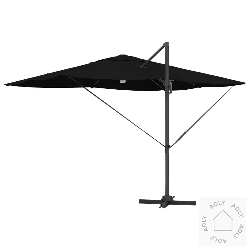 Cantilever Parasoll - Svart Polyester, Pulverlakkert Stål Stor