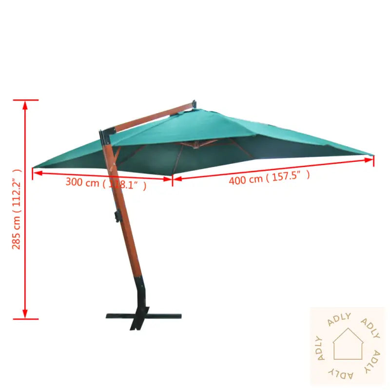 Parasol 300 X 400 Cm Grønn Svevende