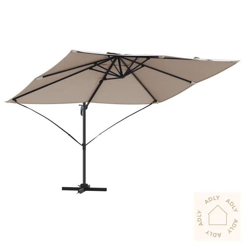 Cantilever Parasoll Taupe Polyester Stor Sammenleggbar