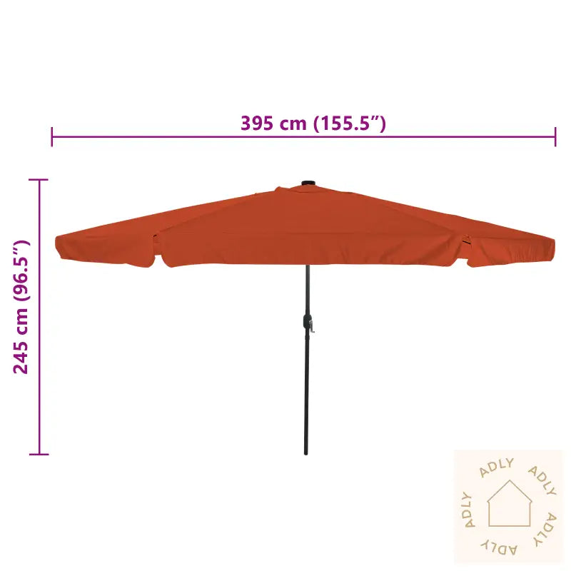 Hageparasoll Med Led-Lamper Ø395X245 Cm Terracotta