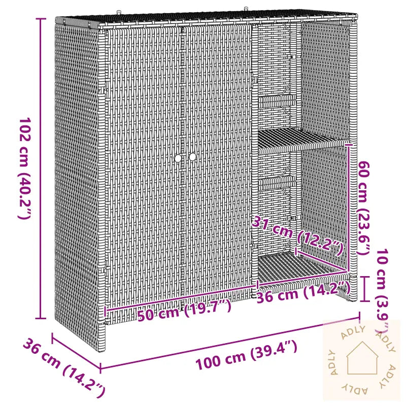 Oppbevaringsskap Brun 100X36X102 Cm Rattan