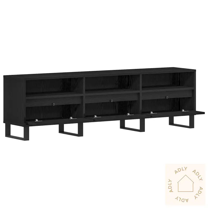 Tv-Benk Svart Eik 150X30X44,5 Cm Konstruert Tre