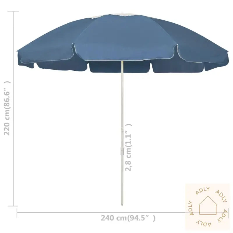 Strandparasoll Blå 240 Cm