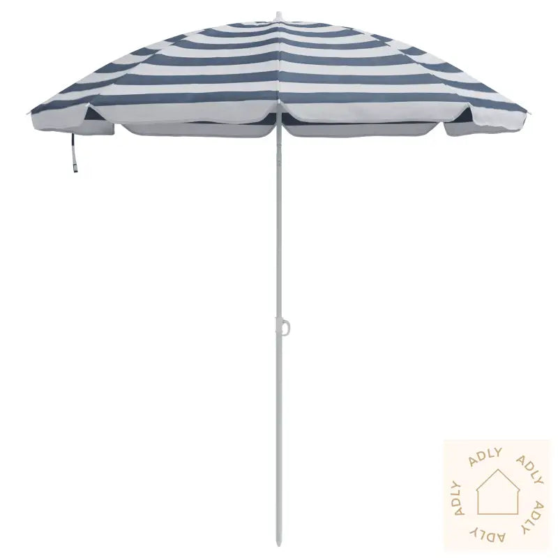 Strandparasol Med Metallstang Blå Og Hvit 161X193 Cm Polyester