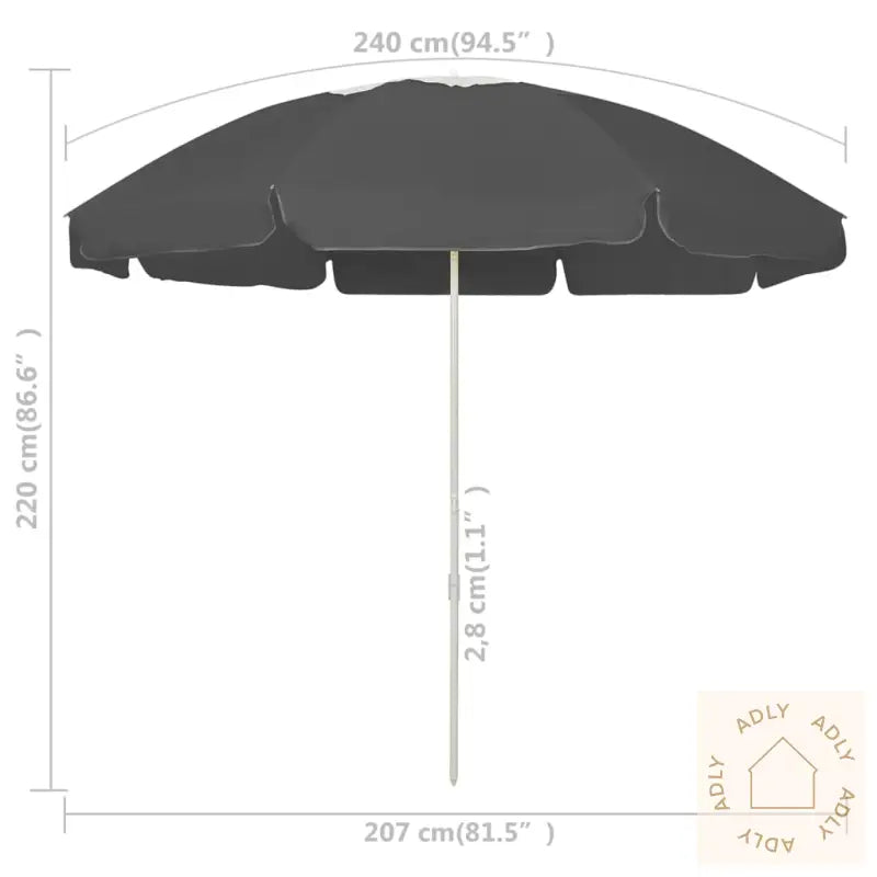 Strandparasoll Antrasitt 240 Cm