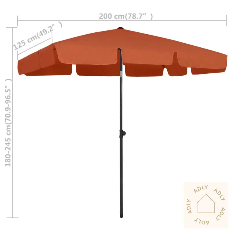 Strandparasoll Terrakotta 200X125 Cm
