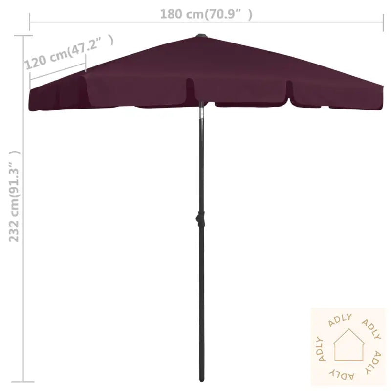 Strandparasoll Vinrød 180X120 Cm
