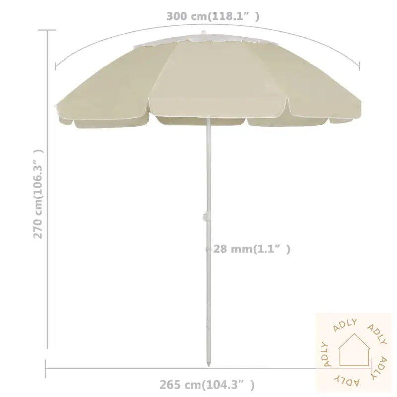 Strandparasoll Sandgul 300 Cm