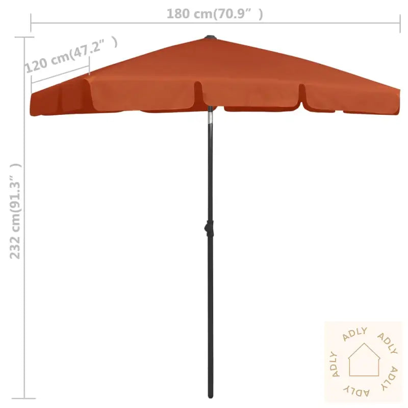 Strandparasoll Terrakotta 180X120 Cm