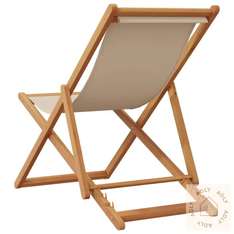 Sammenleggbar Strandstol Beige Heltre Eukalyptus Og Stoff