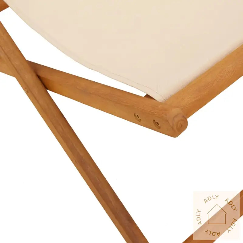 Sammenleggbar Strandstol Beige Heltre Eukalyptus Og Stoff