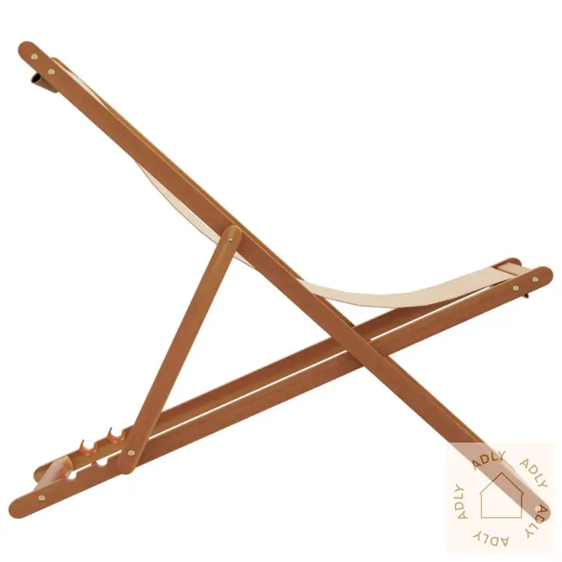 Sammenleggbar Strandstol Beige Heltre Eukalyptus Og Stoff