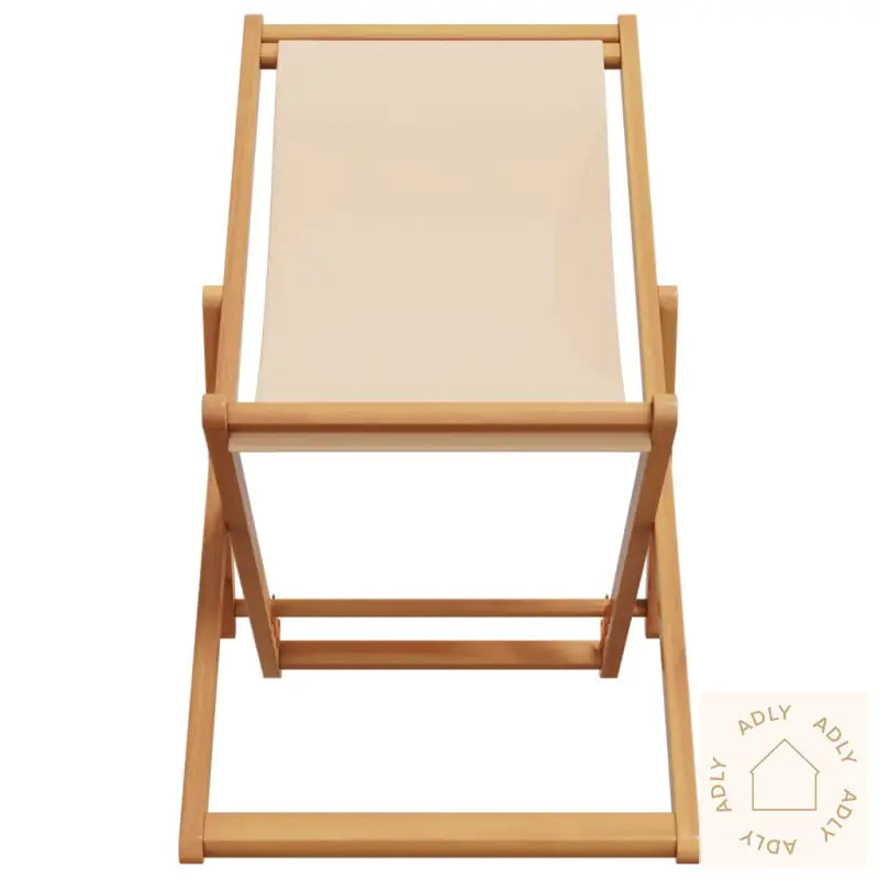 Sammenleggbar Strandstol Beige Heltre Eukalyptus Og Stoff