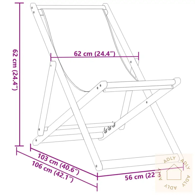 Sammenleggbar Strandstol Beige Heltre Eukalyptus Og Stoff