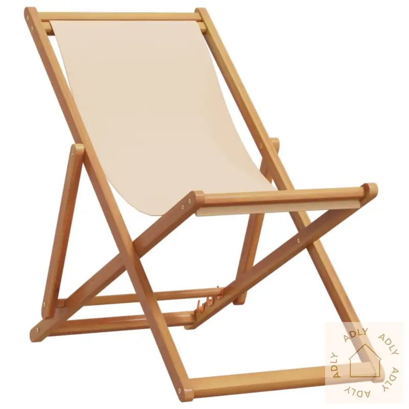 Sammenleggbar Strandstol Beige Heltre Eukalyptus Og Stoff