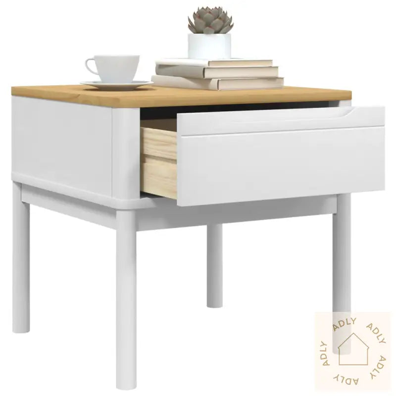 Lampebord Floro Hvit 55X55X54 Cm Heltre Furu