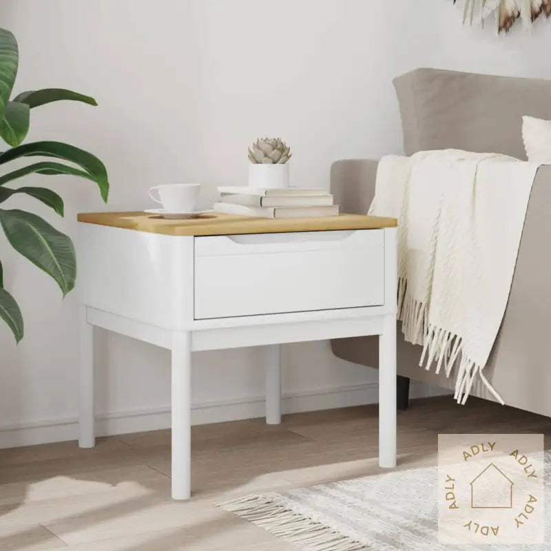 Lampebord Floro Hvit 55X55X54 Cm Heltre Furu